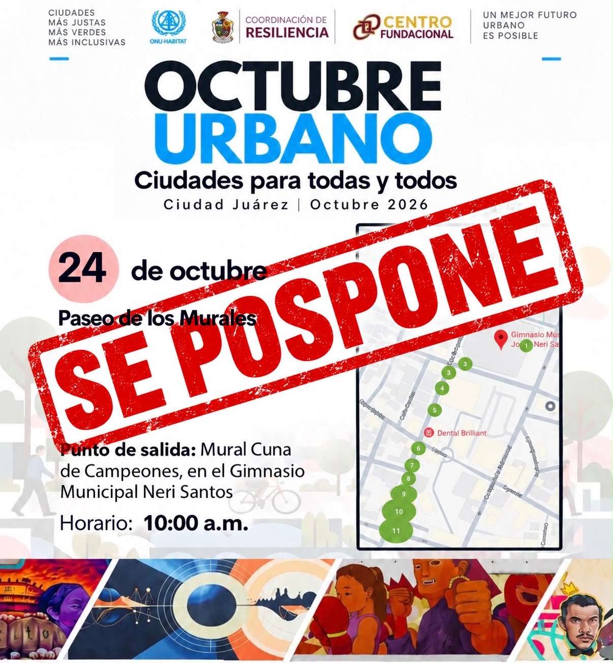 Posponen por el clima Paseo de los Murales que se realizaría hoy 