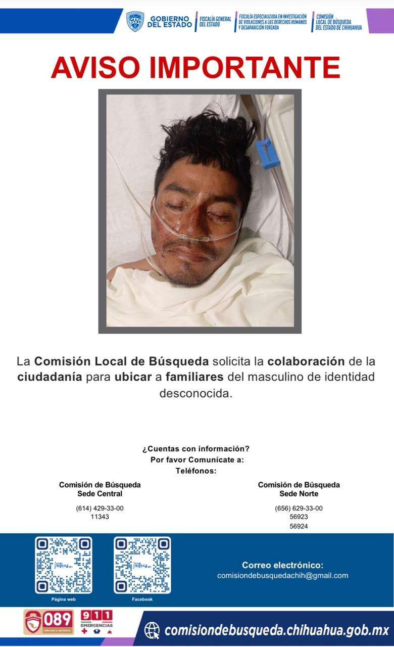 Solicitan ayuda para identificar a paciente en Cuauhtémoc