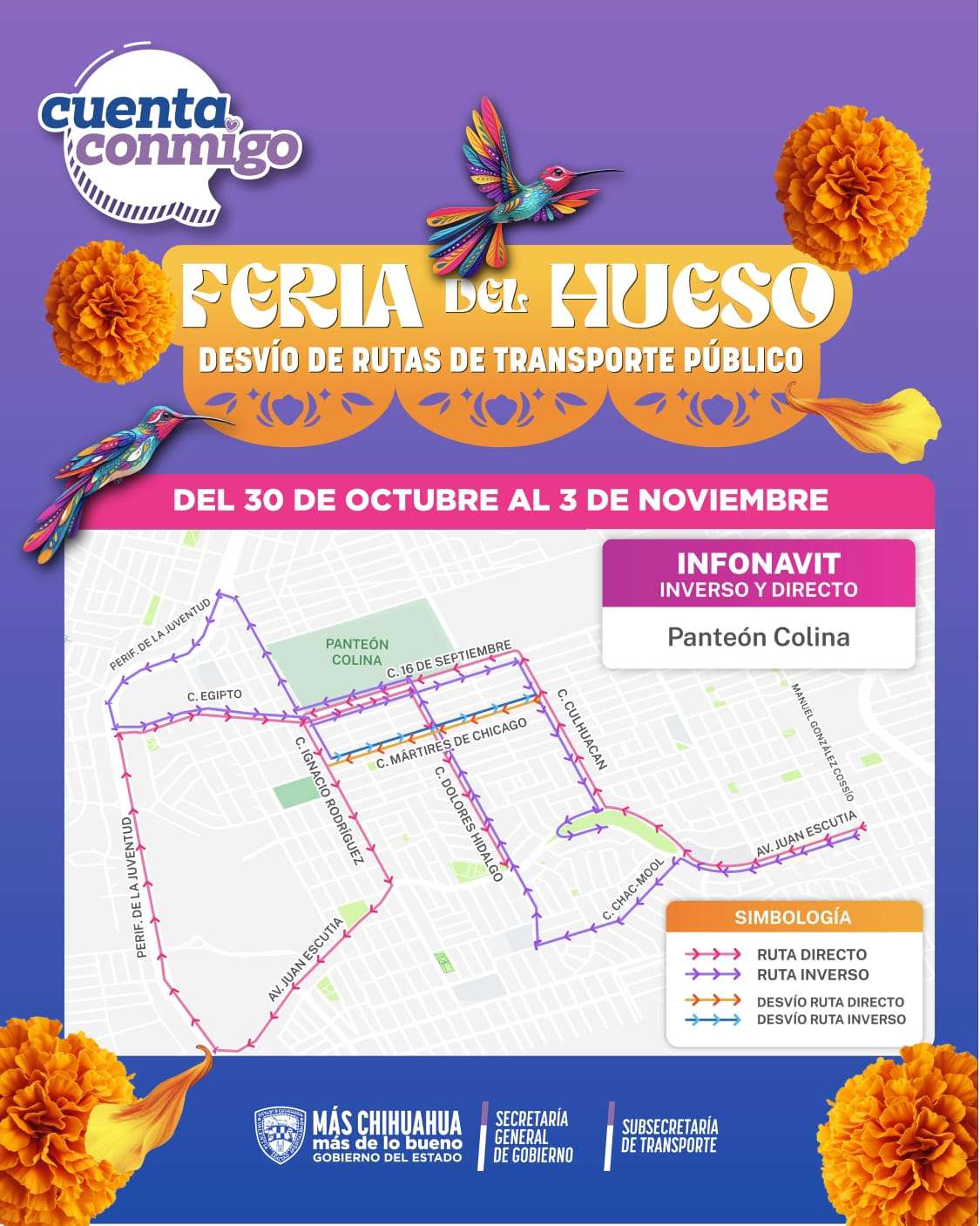 Anuncian cambios en rutas por Feria del Hueso 