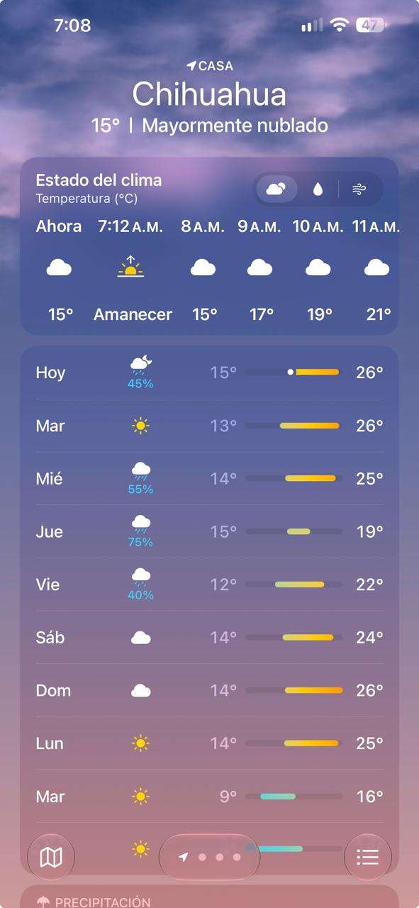 Despierta Chihuahua con clima de 15°C