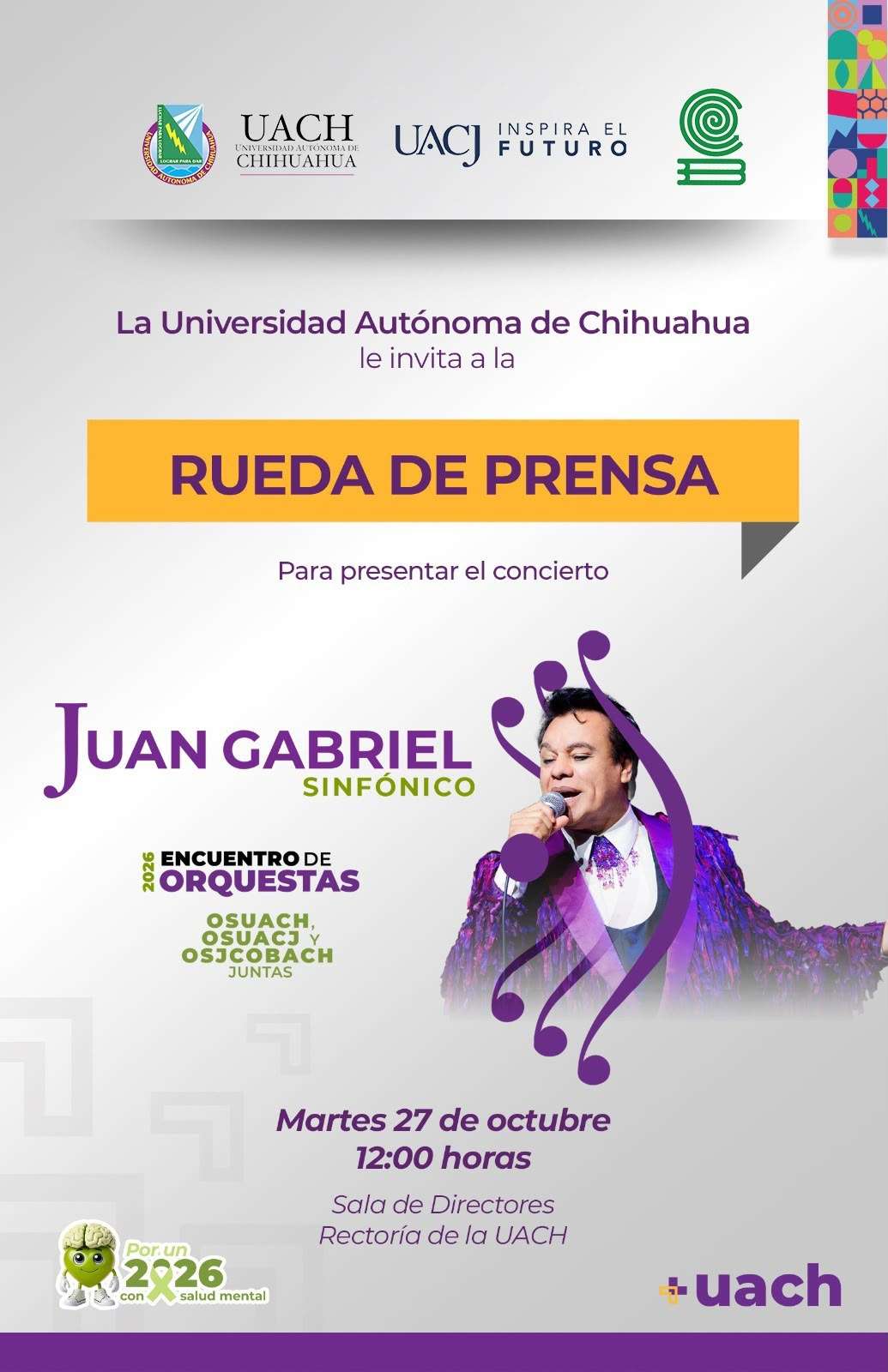 Anunciará Uach concierto Juan Gabriel Sinfónico