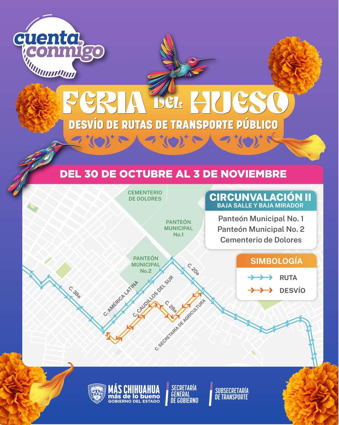 Anuncian cambios en rutas por Feria del Hueso 