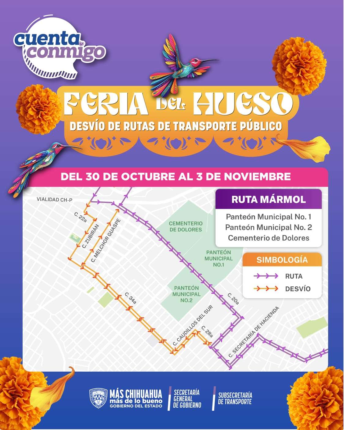Anuncian cambios en rutas por Feria del Hueso 