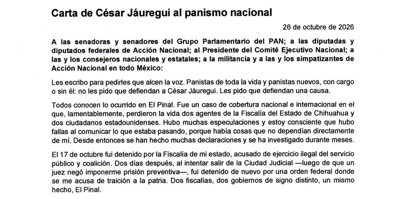 Llama Jáuregui al PAN a alzar la voz 