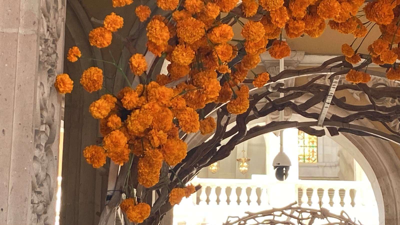 Instalan arreglos de cempasúchil por Día de Muertos
