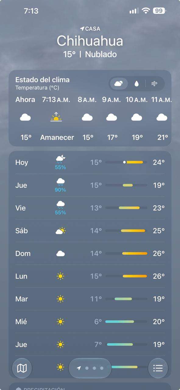 Despierta Chihuahua con clima fresco de 15°C