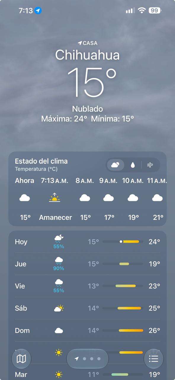 Despierta Chihuahua con clima fresco de 15°C
