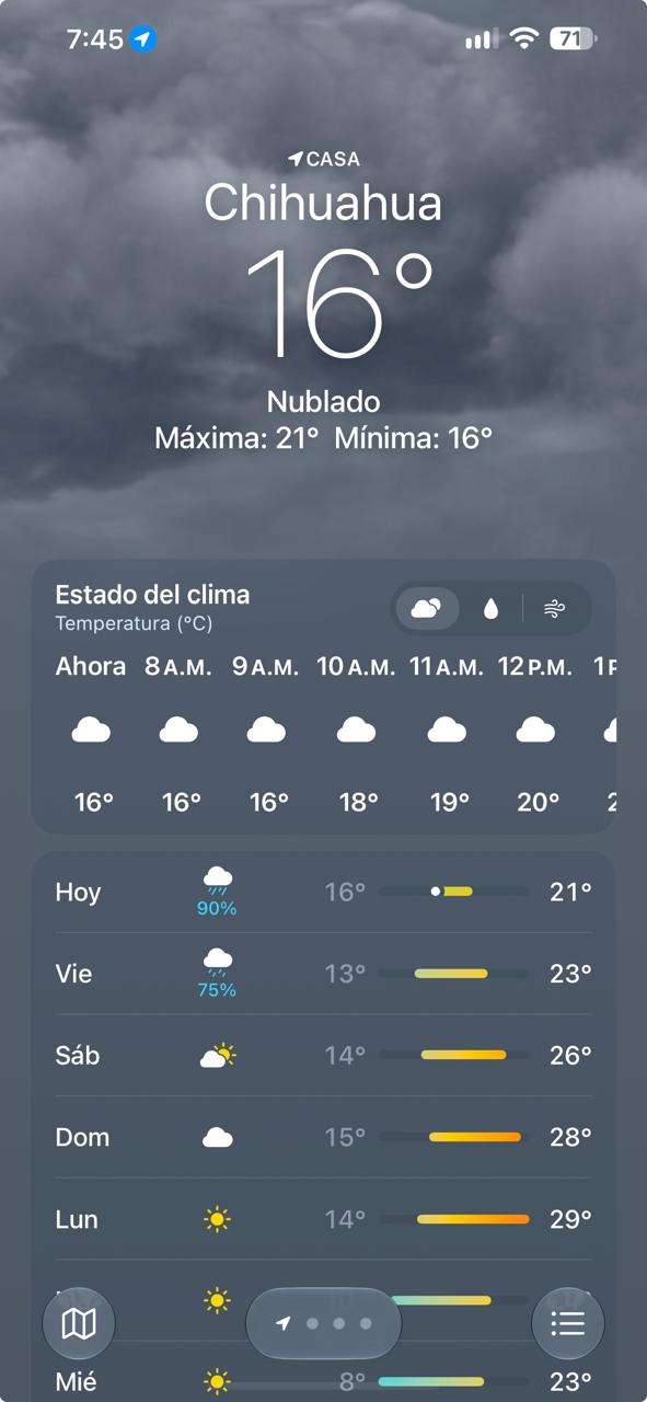 Amanece Chihuahua con lluvias y ambiente fresco