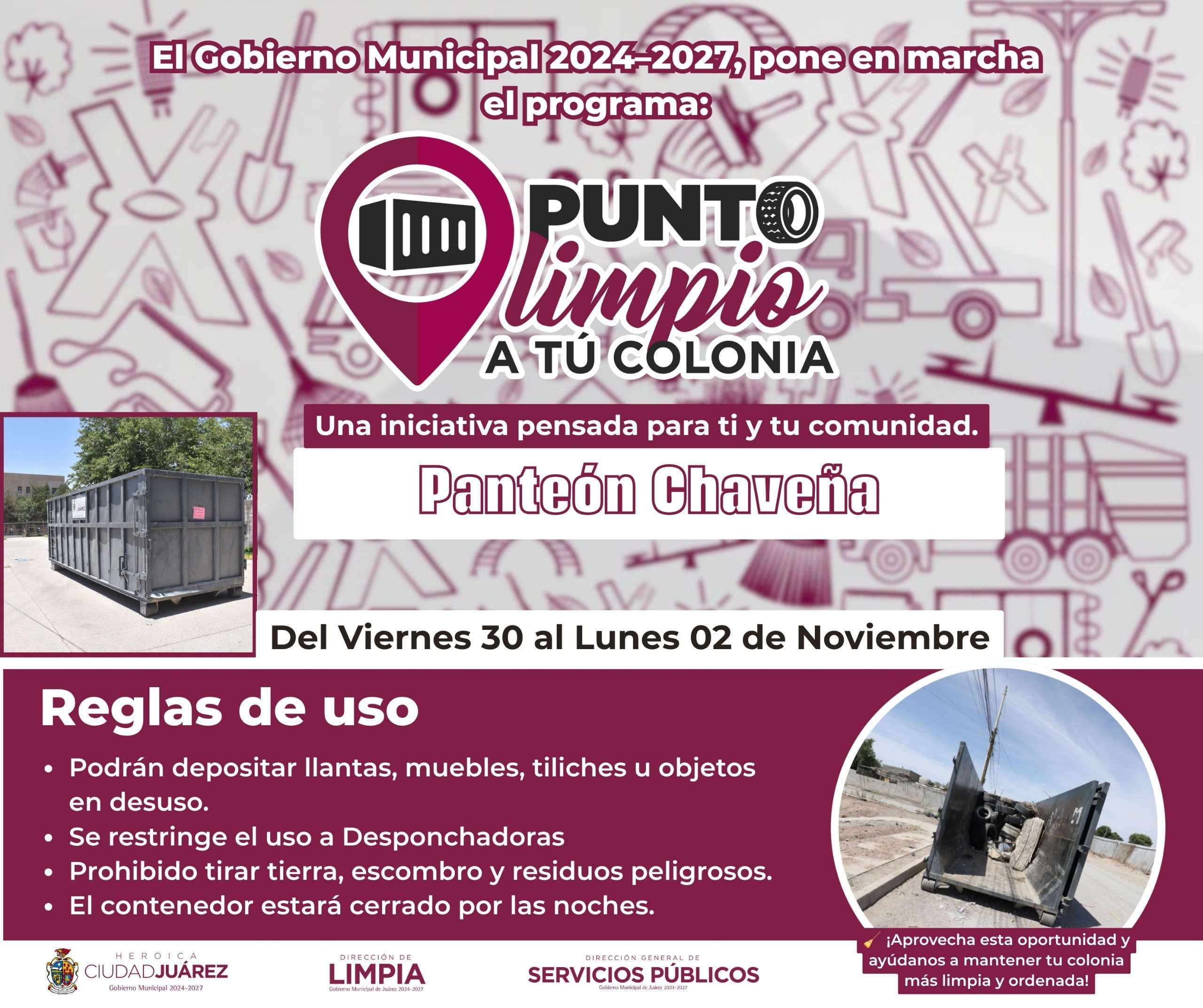 Llevan contenedores de Puntos Limpios a panteones