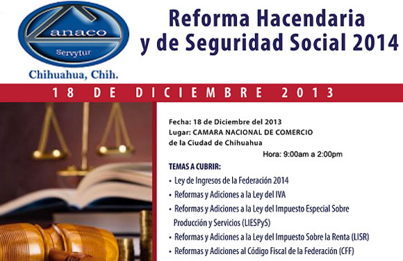 Invita Canaco a comerciantes al seminario Reforma Hacendaria y de seguridad social 2014