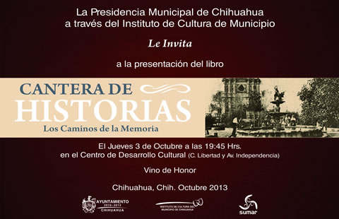 Presentarán hoy el libro Cantera de Historias; los caminos de la memoria