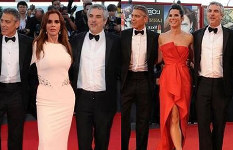 Sube Lucía Méndez a Twitter fotomontaje con Clooney y Cuarón