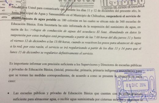 Deja Secd a criterio de directores suspensión de clases por falta de agua