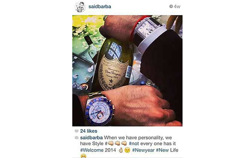 El mirrey celebró año nuevo con Dom Pérignon de $2,625 y un Rolex