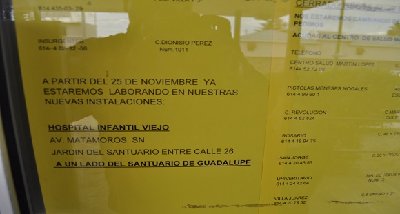 Hoja donde informan del cambio