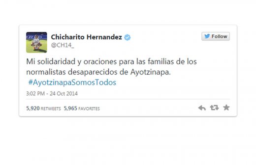 Se solidariza el Chicharito con familiares de normalistas desaparecidos