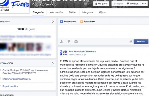 Publica PAN municipal en Facebook su rechazo al aumento del Predial