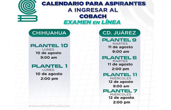 Anuncia cobach fechas y horas de examen de admisión en planteles