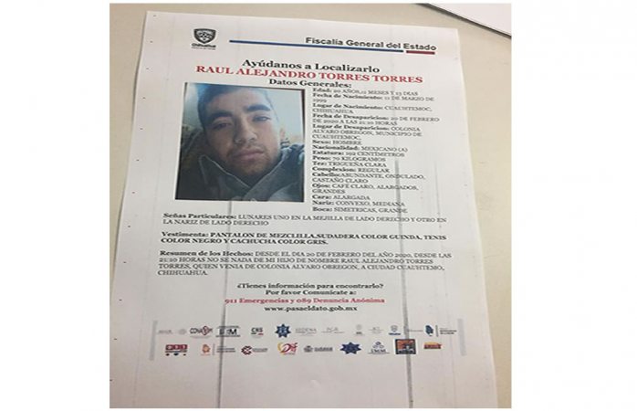 Buscan al joven raúl alejandro torres torres