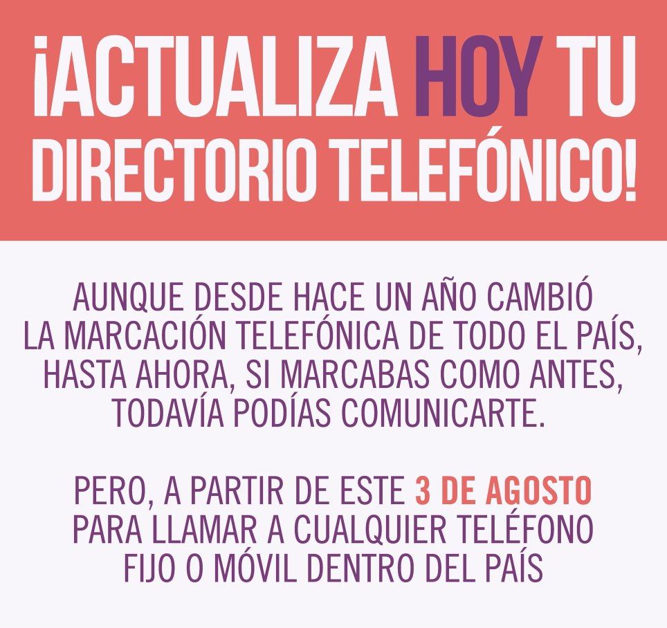 Será obligatorio marcar solo diez dígitos
