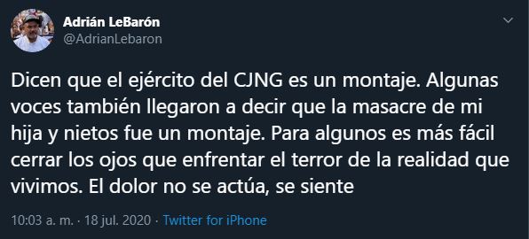 El mensaje en Twitter
