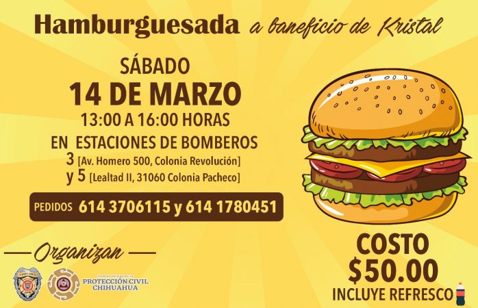 Organizan bomberos hamburguesada en beneficio de kristal