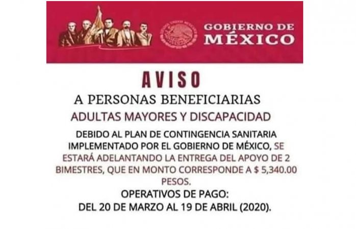 Adelantan pagos de bienestar, por pre-contingencia sanitaria