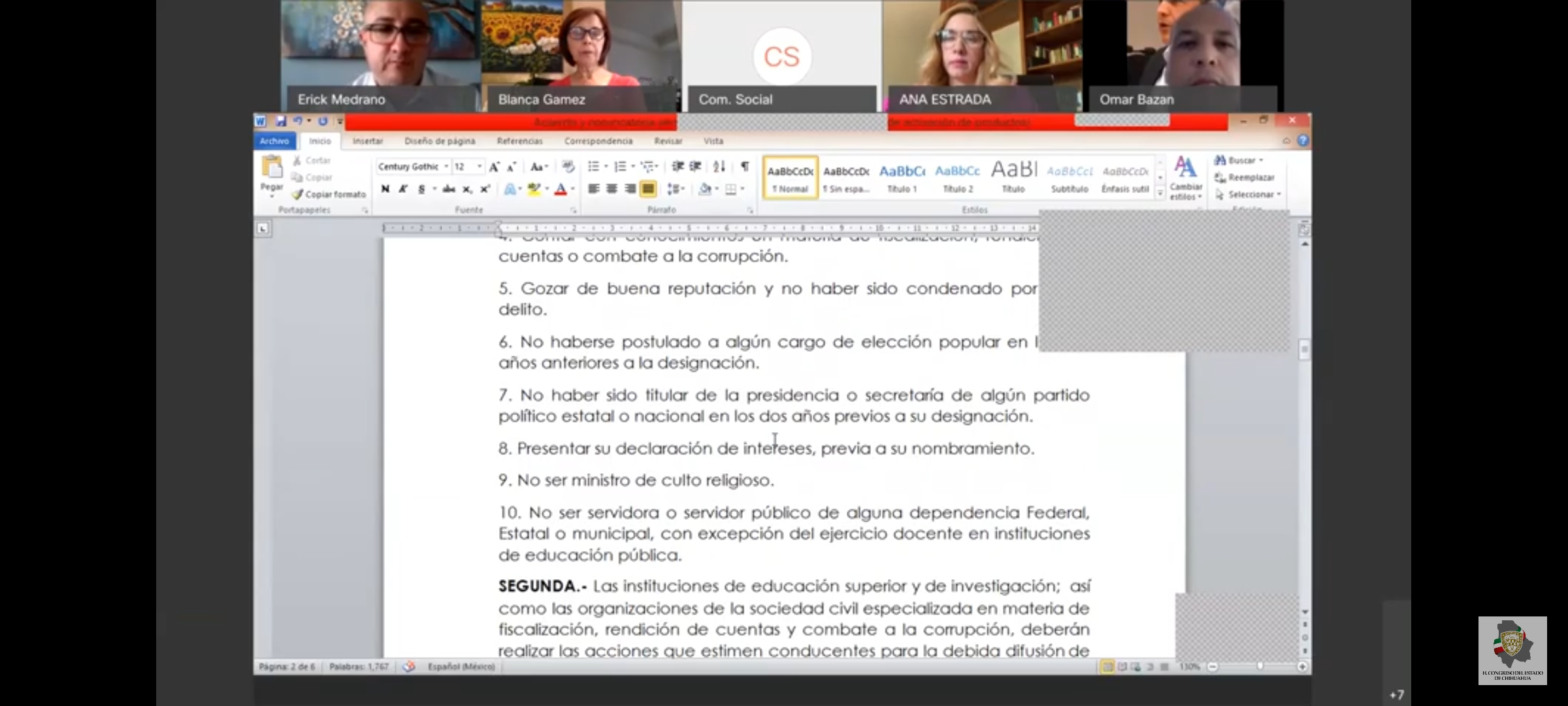 Sesión virtual